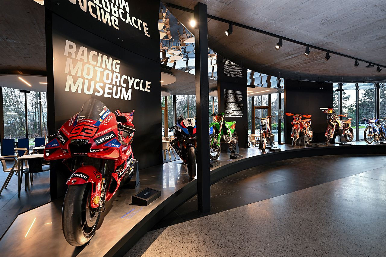 Racing Motorcycle Museum exhibition featuring championship motorcycles.