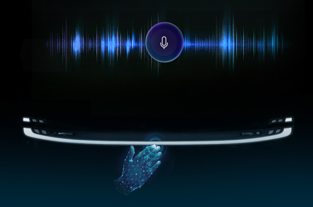 Marelli ultra-thin corner‑to‑corner headlamp with integrated voice and gesture interaction features.