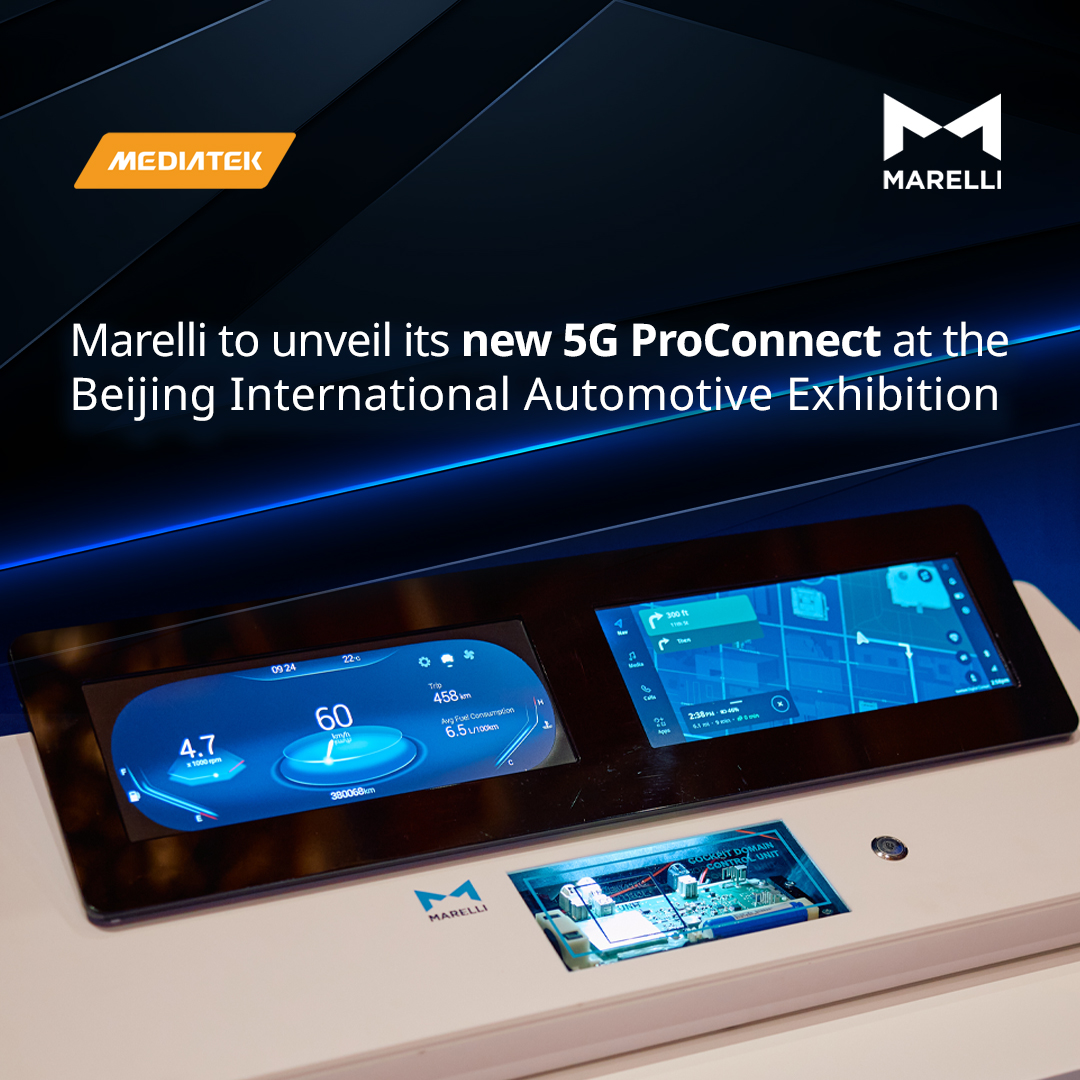 Dashbord of Marelli to unveil its new 5G ProConnect at the Beijing International Automotive Exhibition